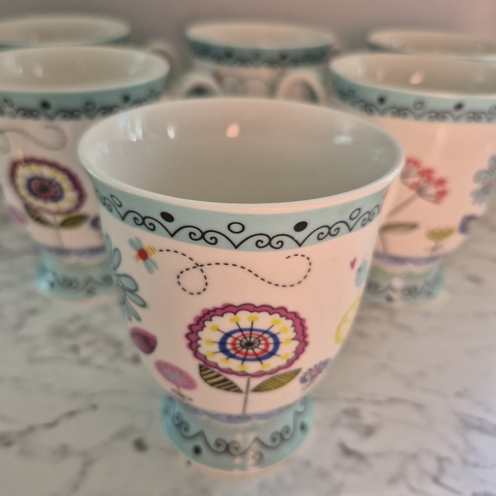 Flowers And Bees Coffee Mug/ Tea Cups Set Of 6